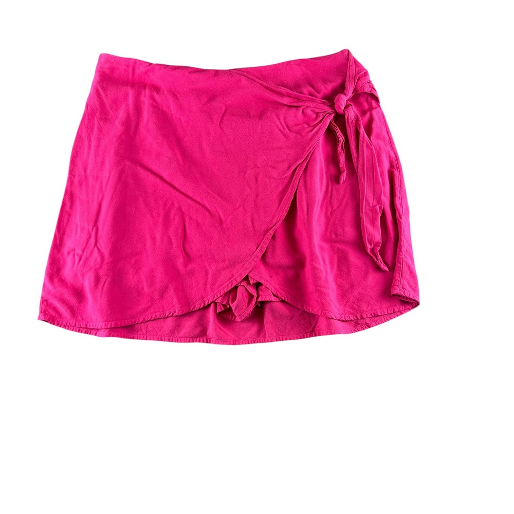 Zac & Rachel Pink Wrap Front‎ Side Tie Skort Womens 12 Rayon Elastic Back Waist